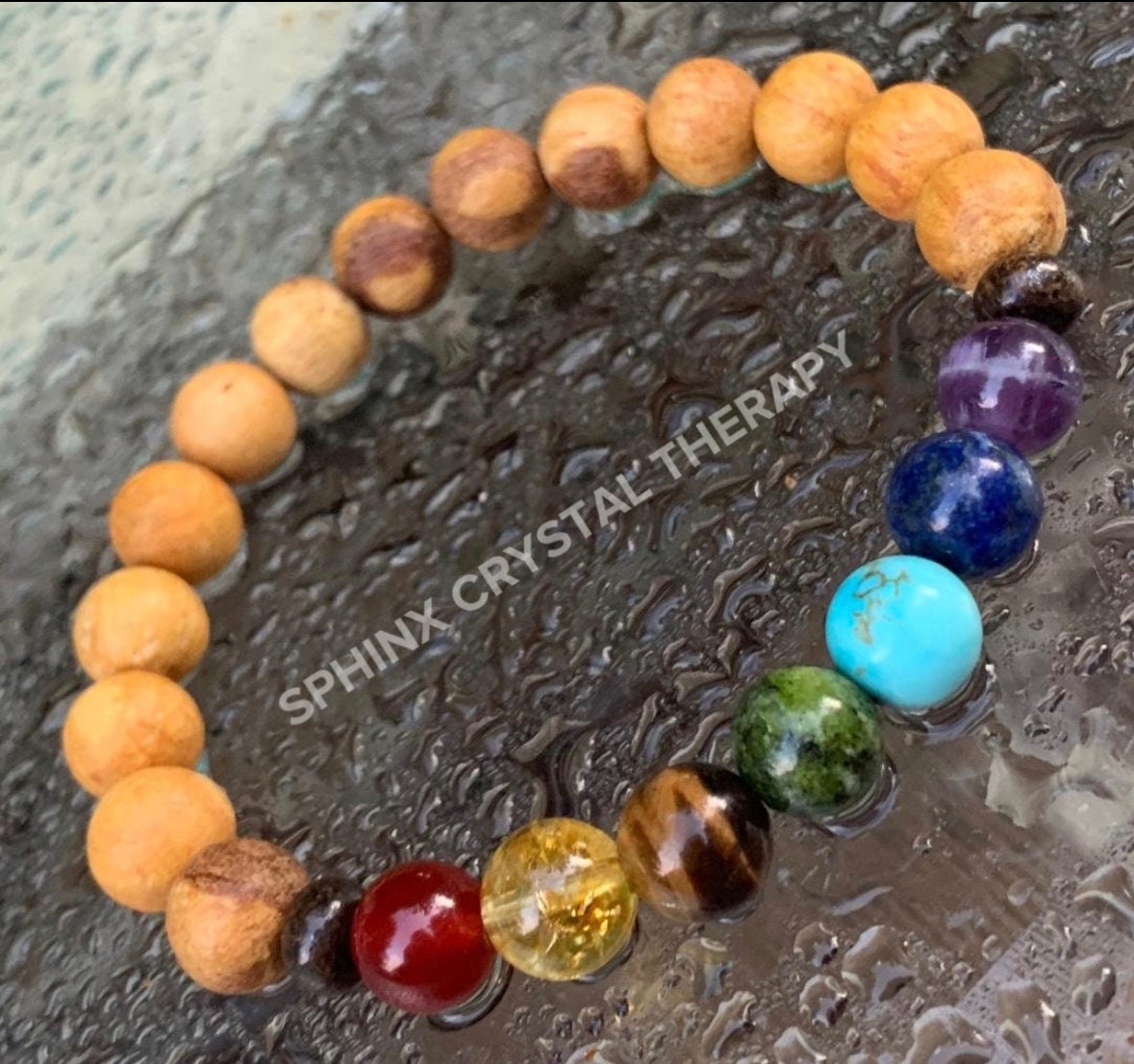 Chakra Balance - Palo Santo Wood - Clearing Negativity - Clear Auric Field - Negative Energy - REAL Crystal Healing Gemstone Bracelet