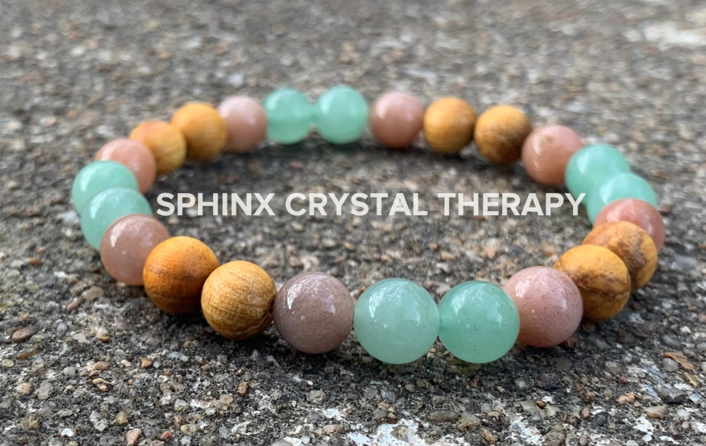 Prosperity " Goddess of Vitality " Stress & Emotional support - Heart Chakra - Moonstone - Aventurine - Palo Santo Gemstone Crystal Bracelet