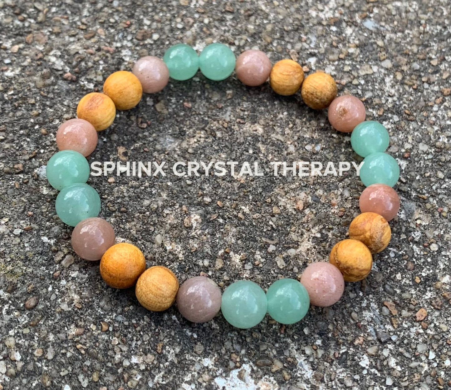 Prosperity " Goddess of Vitality " Stress & Emotional support - Heart Chakra - Moonstone - Aventurine - Palo Santo Gemstone Crystal Bracelet