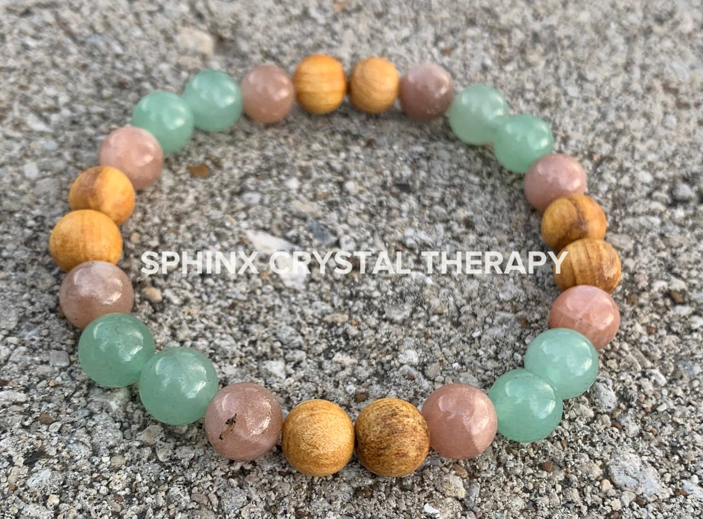 Prosperity " Goddess of Vitality " Stress & Emotional support - Heart Chakra - Moonstone - Aventurine - Palo Santo Gemstone Crystal Bracelet