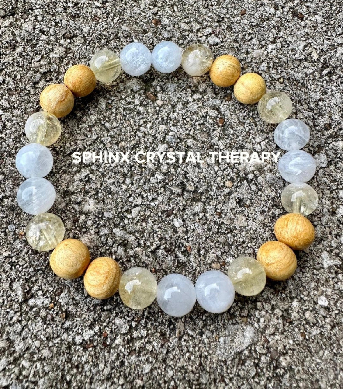 Divine Will " Goddess of Sunshine " Self Expression & Creativity - AAA Moonstone - Citrine - Palo Santo Gemstone Crystal Bracelet