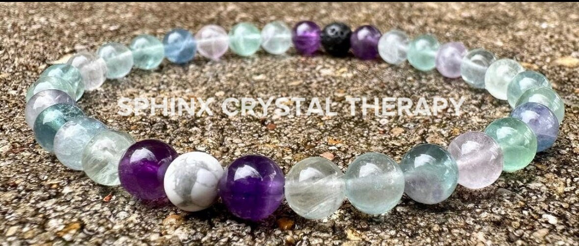 Concentration Confidence Intuition " Fluorite Focus " Mental Clarity Mercury Retrograde Crystal Healing Balance Bracelet