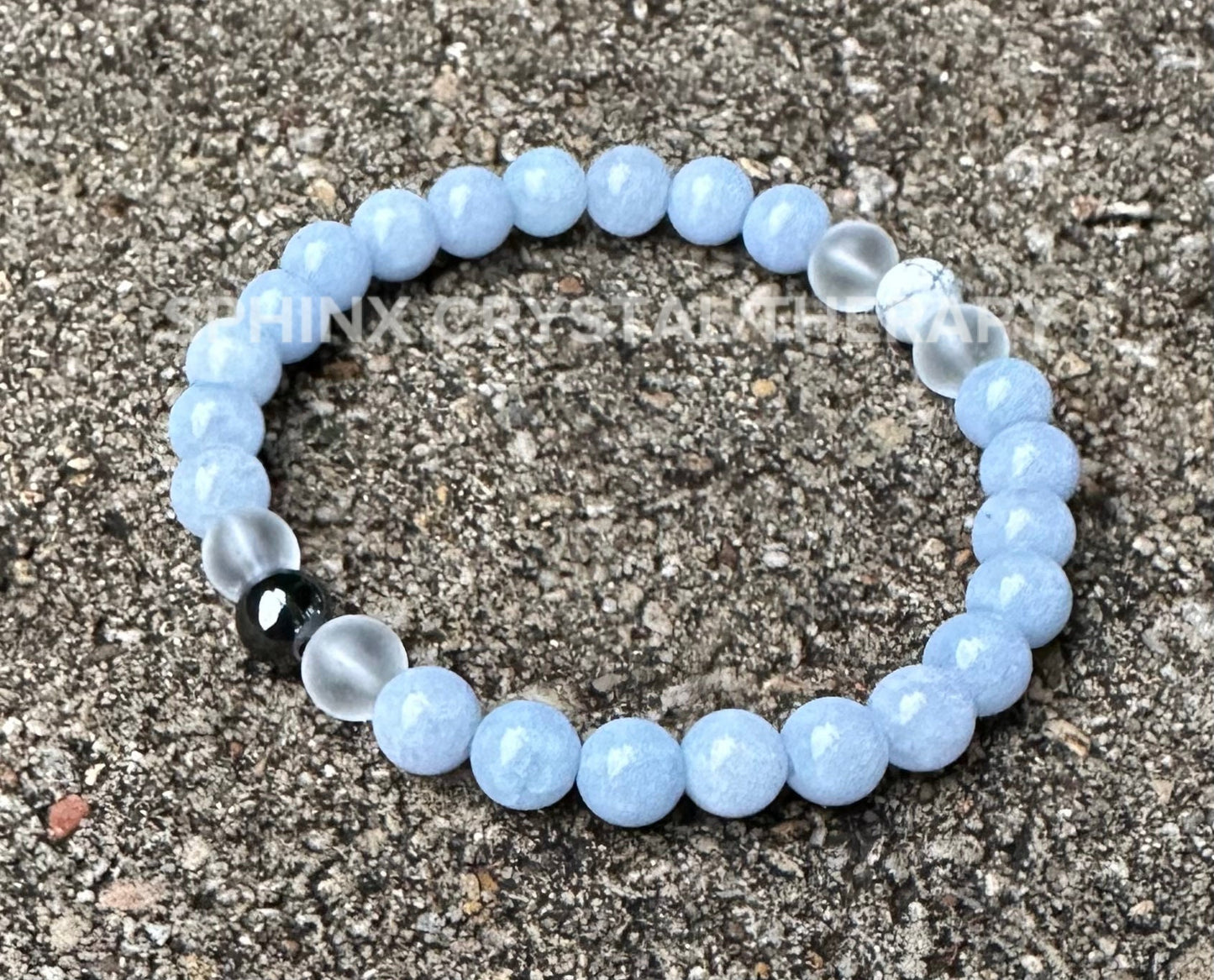 Mercury Retrograde - Stress Relief - Self Reflection - Emotional Support - AAA Pale Blue Aquamarine & Hematite - Real Gemstone Bracelet