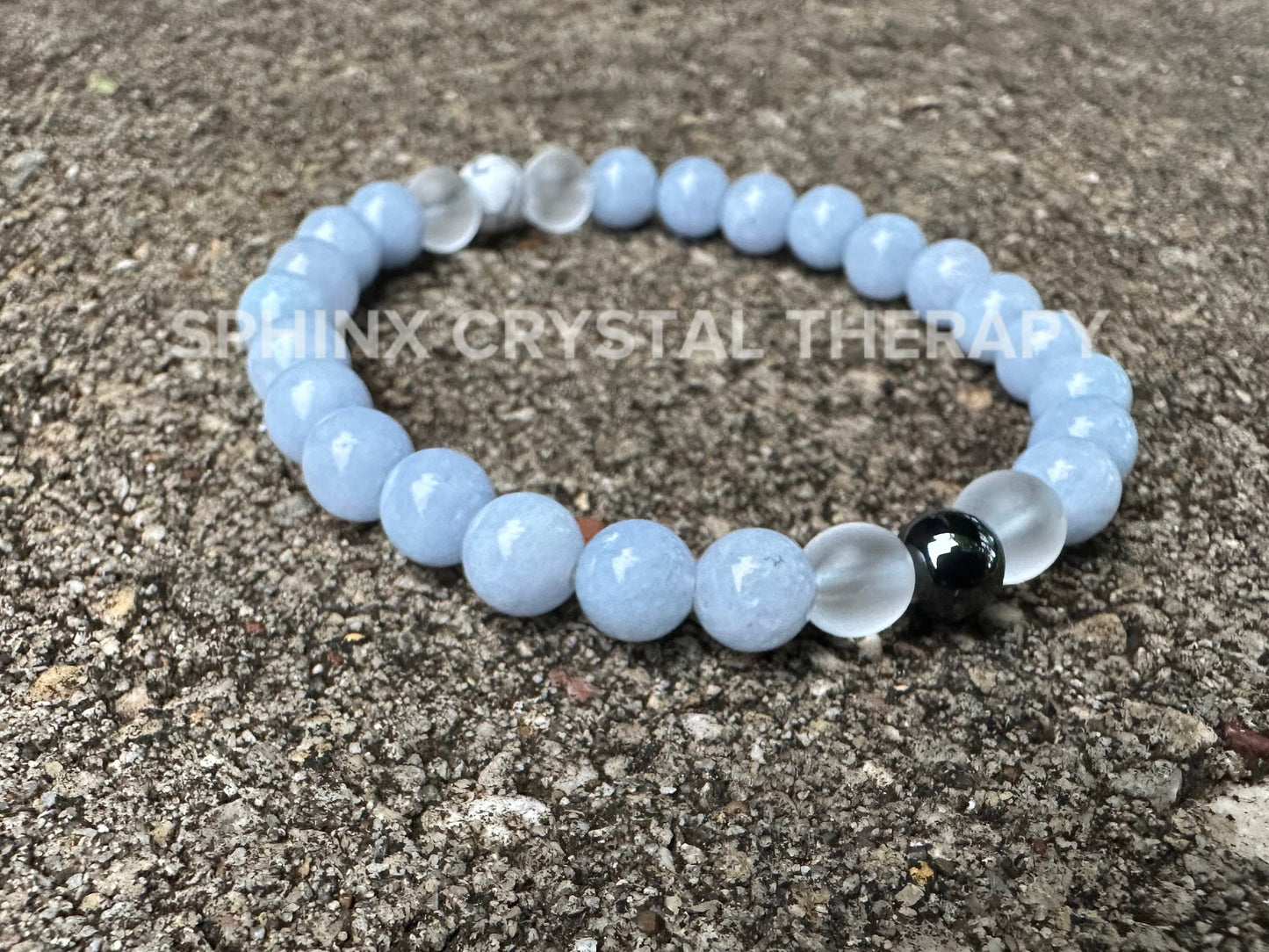 Mercury Retrograde - Stress Relief - Self Reflection - Emotional Support - AAA Pale Blue Aquamarine & Hematite - Real Gemstone Bracelet