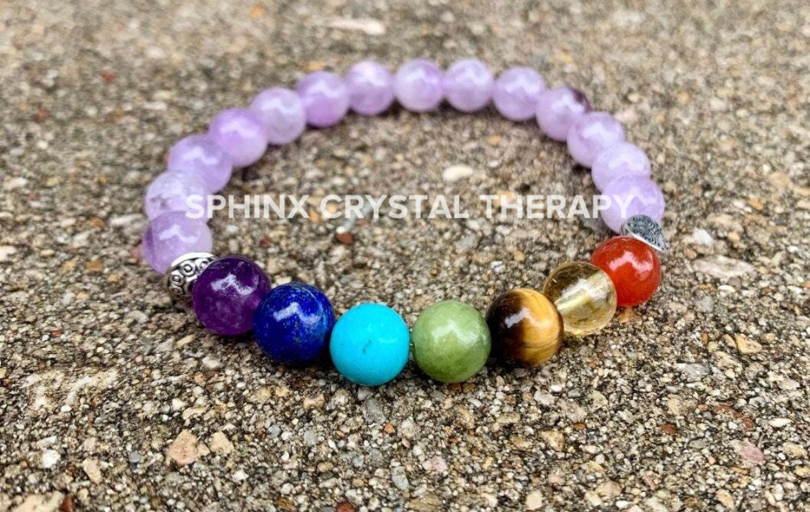 Chakra Balance - AAA High Grade Lavender Amethyst - Aura Cleansing - Intuition and Spiritual Growth - Crystal Healing Gemstone Bracelet