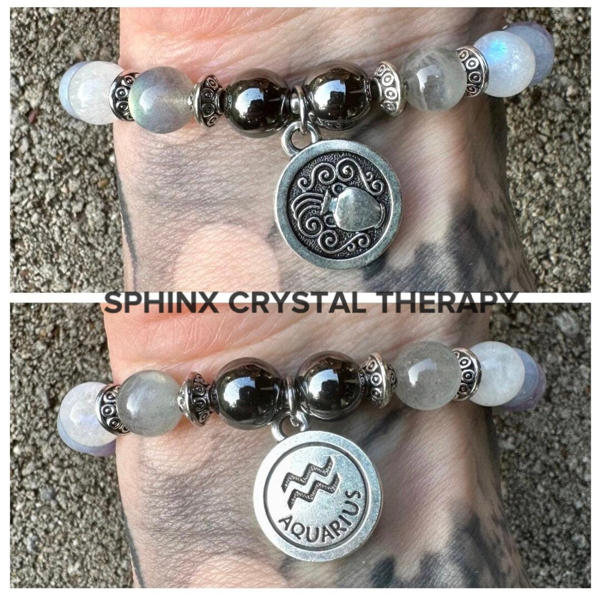 Aquarius Energy - Zodiac Astrology Bracelet " The Visionary, Aquarius " January February Birthday - Crystal Healing Gemstone Bracelet