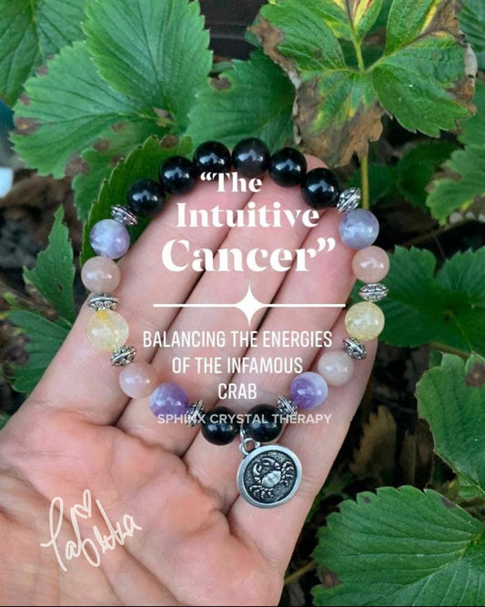Cancer Sign Energy - Zodiac Horoscope " The Intuitive Cancer " June July Birthday - Real Quality Gemstones - Crystal Healing Bracelet