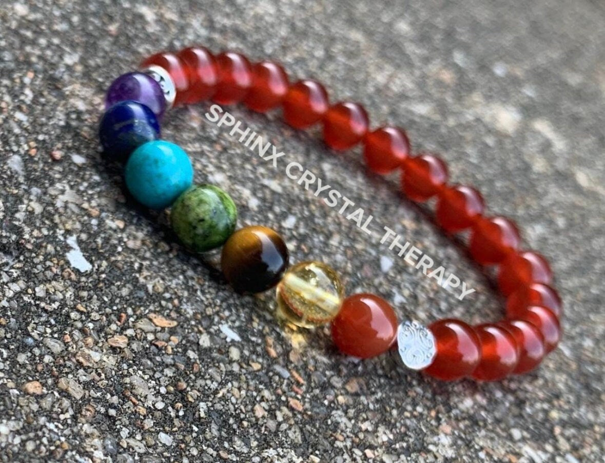Chakra Balance - AAA High Grade Carnelian - Motivation - Strength & Courage - Emotional Healing - REAL Quality Gemstone Bracelet