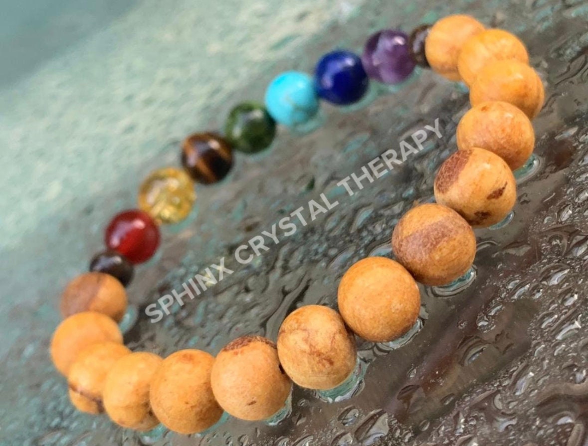 Chakra Balance - Palo Santo Wood - Clearing Negativity - Clear Auric Field - Negative Energy - REAL Crystal Healing Gemstone Bracelet