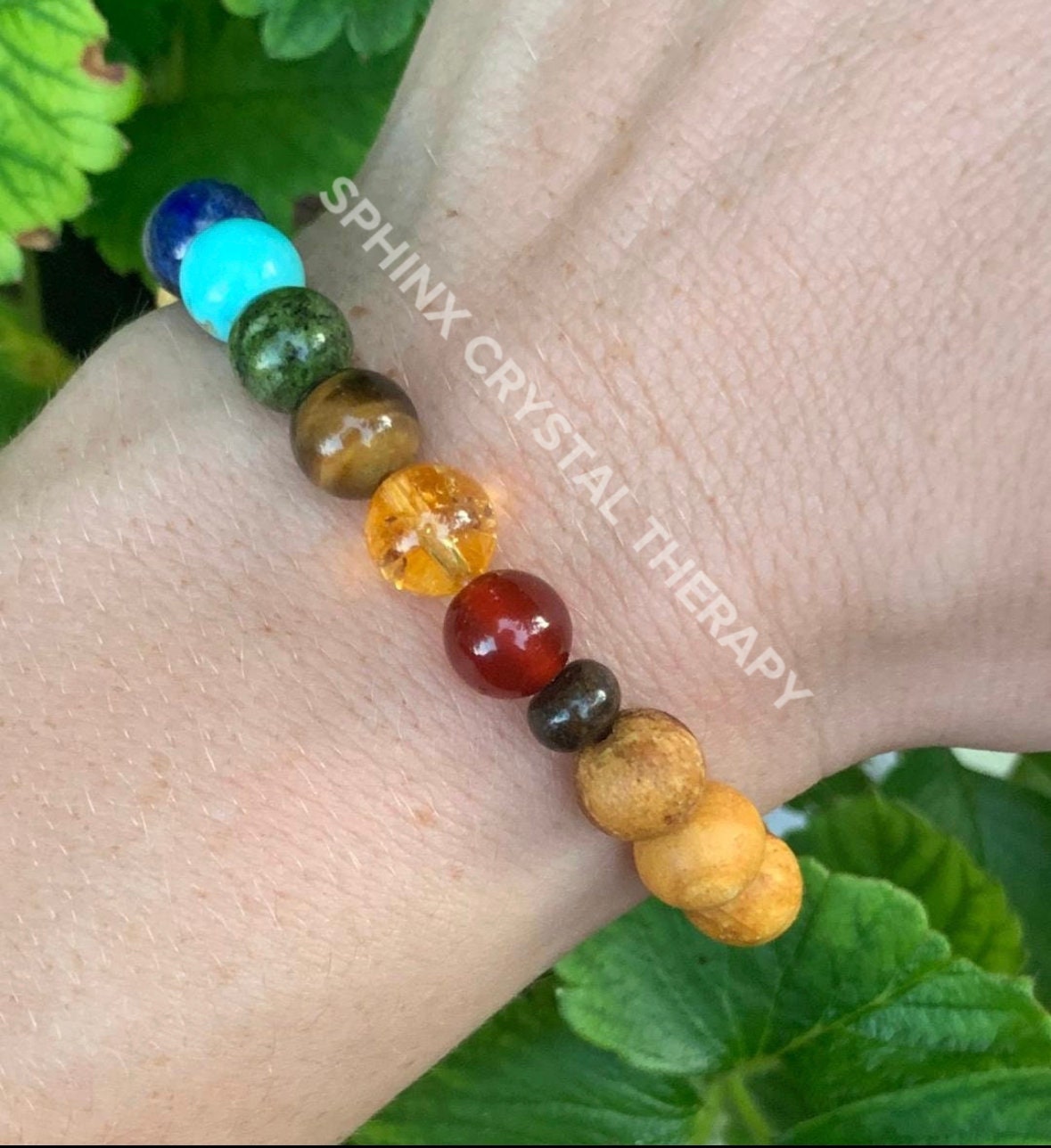 Chakra Balance - Palo Santo Wood - Clearing Negativity - Clear Auric Field - Negative Energy - REAL Crystal Healing Gemstone Bracelet