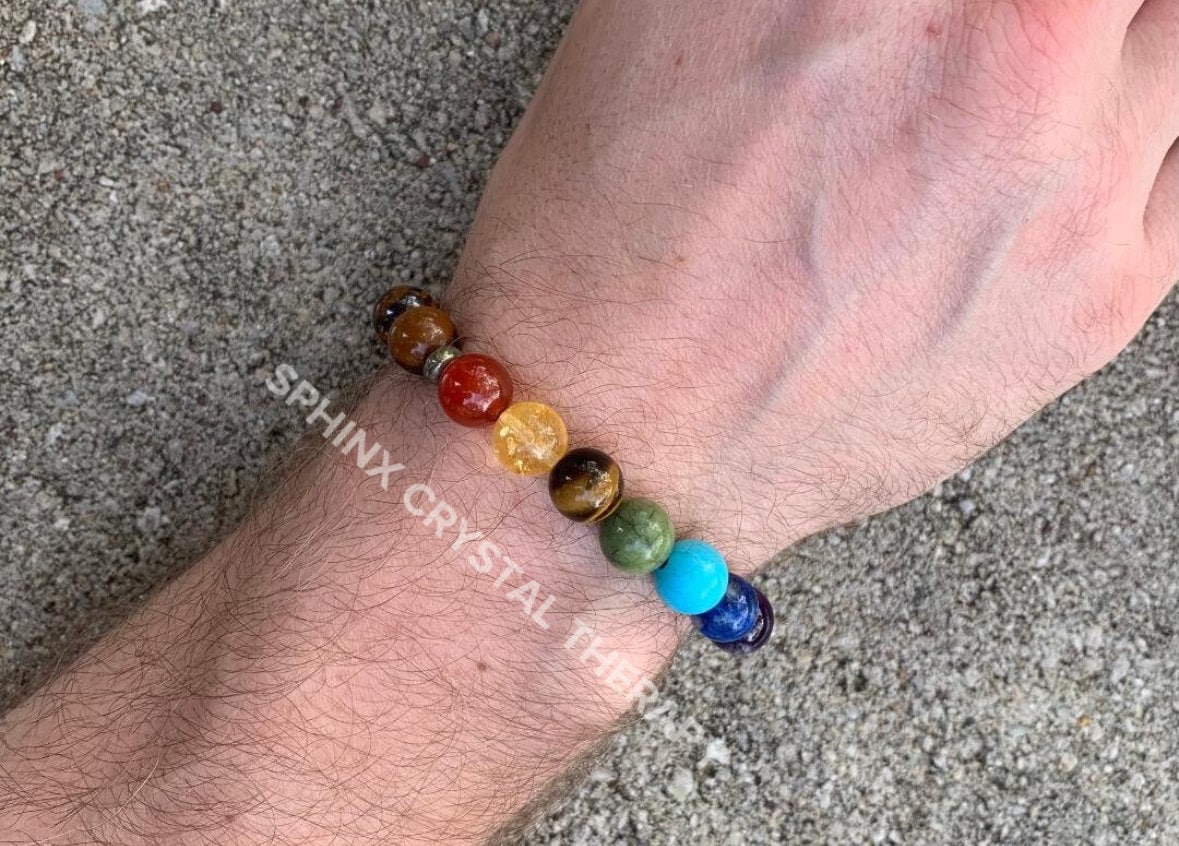 10mm Strength and Stamina - Balance Chakra Energies - Courage and Willpower -  Tiger Iron & Pyrite - Crystal Healing Gemstone Bracelet