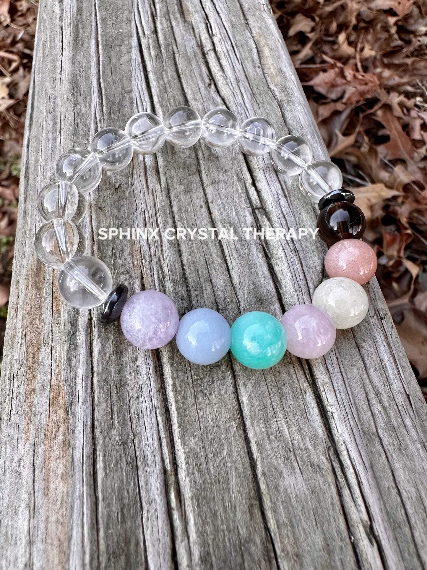 10mm Protection & Intuition - PASTEL Chakra Stones - Clear Quartz - High Vibration Stones - Crystal Healing Gemstone Bracelet - Higher Self