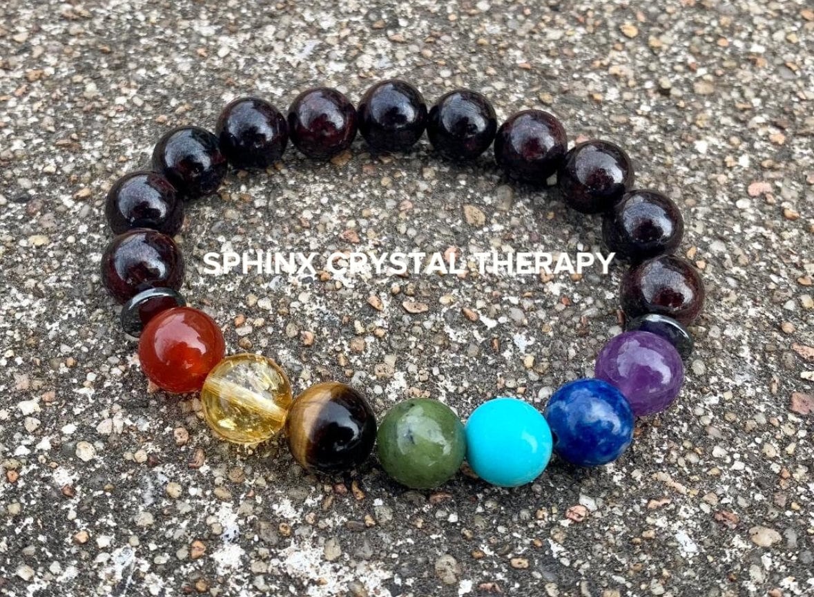 10MM Mental Health - Determination - Creativity & Strength - Self Empowerment - Chakra Energy Bracelet - Never Give up - AAA Garnet Gemstone