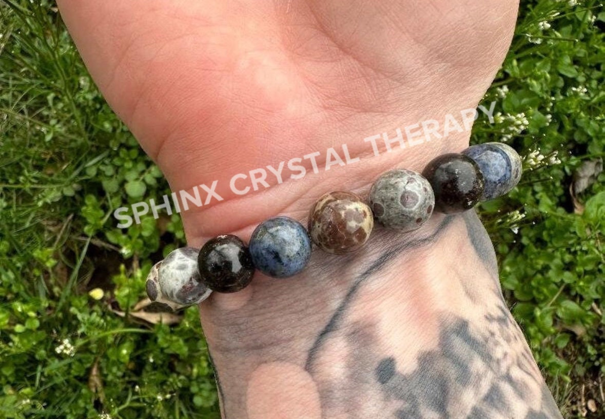 10MM Intuition - Gifted Abilities - Insight " The Spirit Walkers Totem " AAA Dumortierite - Phlogopite - Crystal Healing Gemstone Bracelet