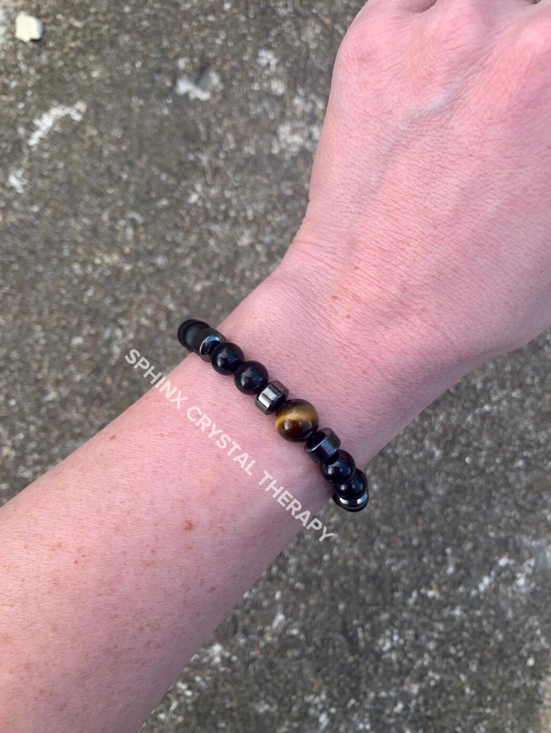 EMF Protection - Strength & Courage " The Warrior's Battle Cry " AAA Shungite - Tigers Eye - Onyx - Anxiety Support - REAL Gemstone Bracelet