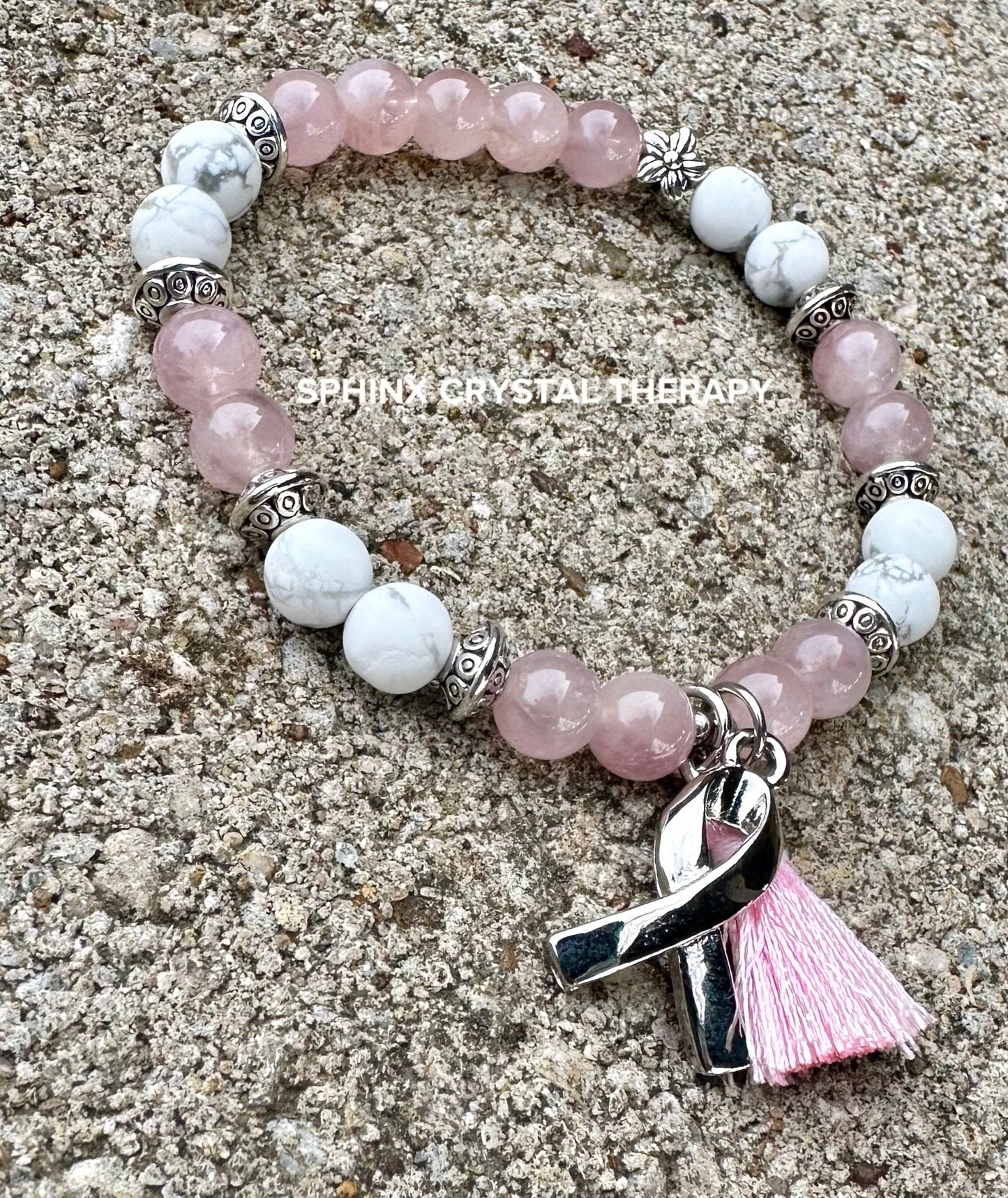 6mm - Breast Cancer Awareness Support - Heart Healing - "Forever Strong" AAA RARE Lavender/Pink Rose Quartz  Crystal Gemstone Bracelet