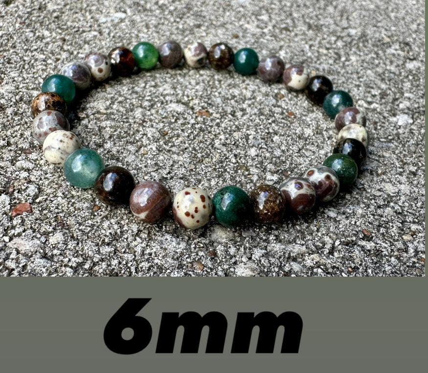 Positivity and Protection - Uplifting Energy " The Earth Living Totem " Astroid Jasper - Phlogopite - Moss Agate - Crystal Gemstone Bracelet