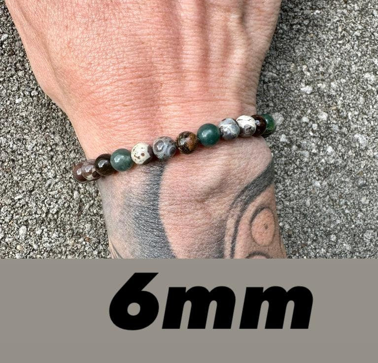 Positivity and Protection - Uplifting Energy " The Earth Living Totem " Astroid Jasper - Phlogopite - Moss Agate - Crystal Gemstone Bracelet