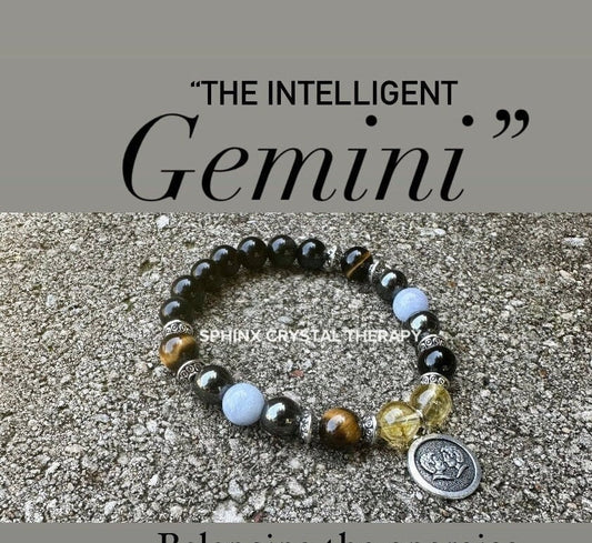 Gemini Energy - Zodiac Astrology Bracelet " The Intelligent Gemini " May June Birthday - Crystal Healing Bracelet - REAL Quality Gemstones