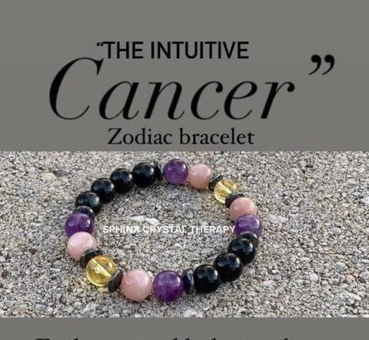 10MM Cancer Sign Energy - Zodiac Horoscope " The Intuitive Cancer " June July Birthday - Real Quality Gemstones - Crystal Astrology Bracelet
