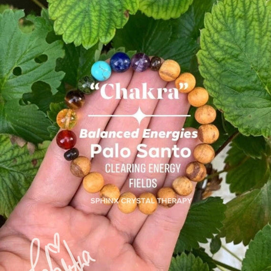 Chakra Balance - Palo Santo Wood - Clearing Negativity - Clear Auric Field - Negative Energy - REAL Crystal Healing Gemstone Bracelet