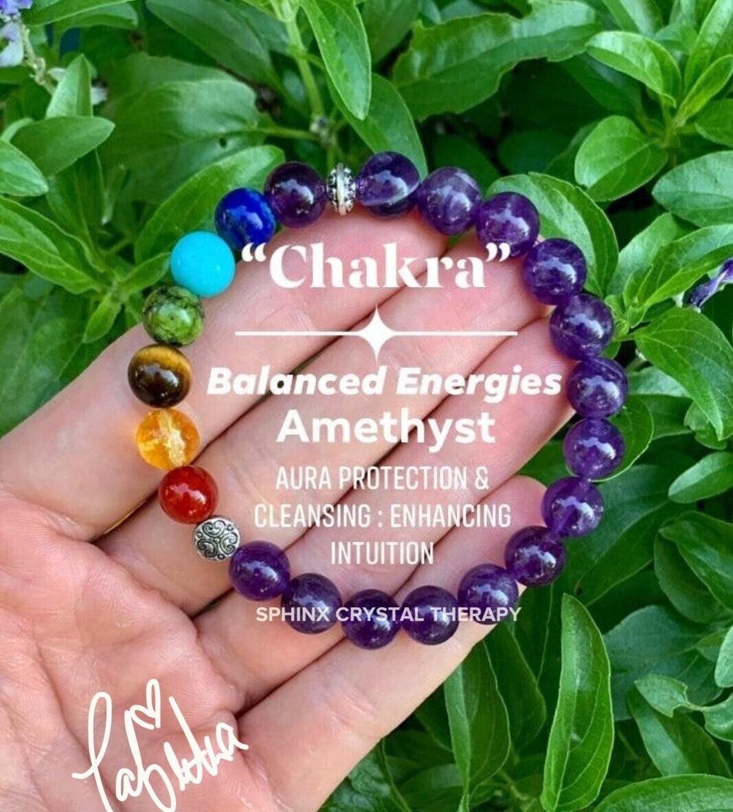 Chakra Balance - AAA High Grade Amethyst - Aura Cleansing - Intuition and Spiritual Growth - Real Quality Crystal Healing Gemstone Bracelet