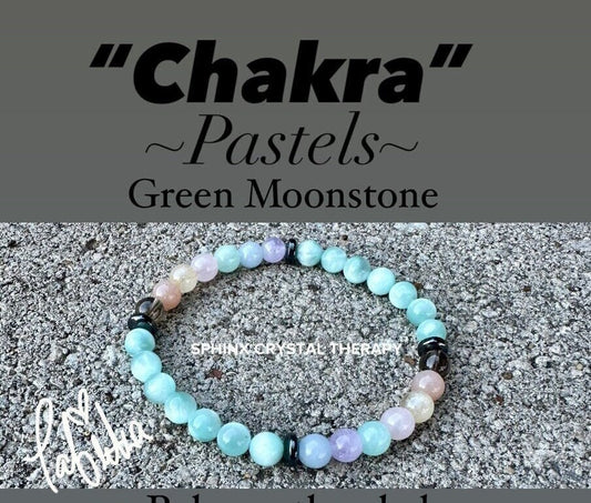 6mm RARE AAA Green Moonstone - Stress Relief & Anxiety Support - PASTEL Chakra Stones - Peaceful Energy - Crystal Healing Gemstone Bracelet