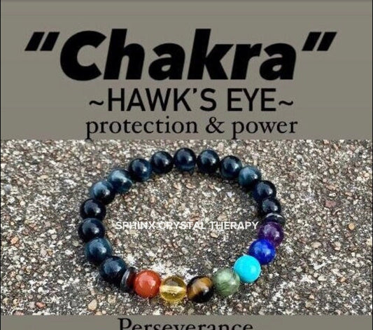 Protection - Intuition - Strength & Confidence - Chakra Balance - Mental Stability AAA Hawks Eye Gemstones - Blue Tigers Eye Stone Bracelet