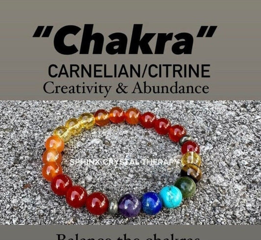Creativity - Inspiration - Chakra Balance - Protection and Strength - Red Orange Carnelian - Pyrite - Real Crystal Healing Gemstone Bracelet
