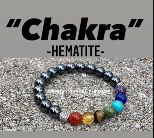 Chakra Balance - Protection - Strength - Grounding Hematite - Circulation - Crystal Therapy Holistic Healing Bracelet - REAL Gemstones