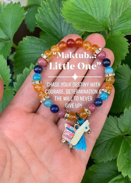 Determination - Dream Big - Courage - " Maktub ... Little One " Believe - Little Girl - Childs Healing Gemstone Bracelet - Childrens Healing