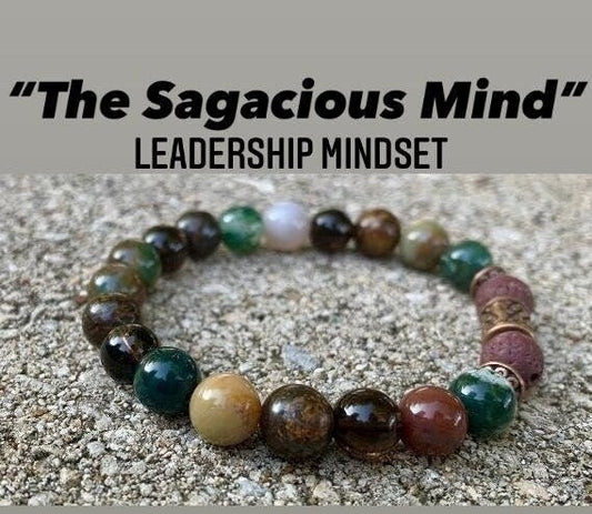 Leadership Mindset EMF Protection " The Sagacious Mind " Wisdom Patience Mental Strength Diffuser Crystal Therapy Gemstone Bracelet