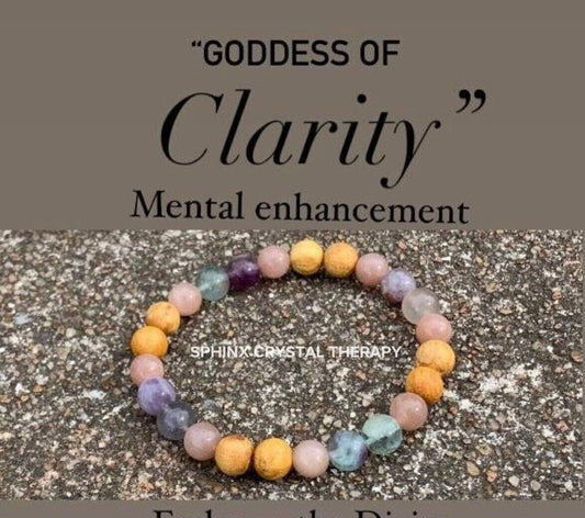 Focus  " Goddess of Clarity " Stress & Anxiety support - Concentration - AAA Moonstone - Fluorite - Palo Santo Gemstone Crystal Bracelet