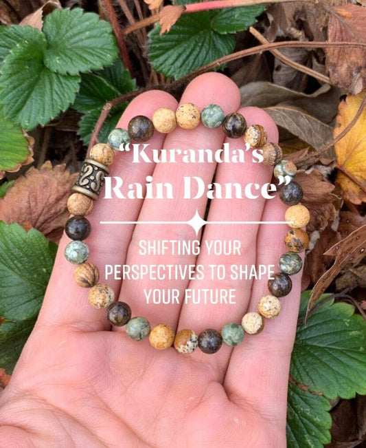 Positive Perspective Spiritual Growth Positivity " Kuranda's Rain Dance " Strength Courage Connection with Earth Crystal Healing Bracelet