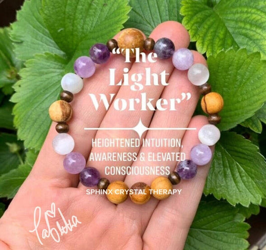 Intuition - Empath Abilities " The Light Worker " Divine Healer - Earth Angel - White Witch - Crystal Healing Palo Santo Selenite Bracelet