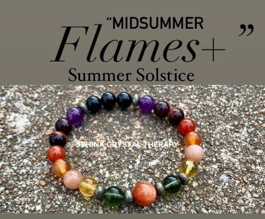 Summer Solstice " Midsummer Flames + " AAA PRECIOUS GRADE Sunstone - Moldavite - Citrine - Carnelian - Garnet - Crystal Gemstone Bracelet