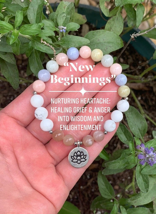 Heartbreak Recovery Breakup Emotional Trauma Healing Grief Morganite Moonstone " New Beginnings " Crystal Therapy Holistic Healing Bracelet