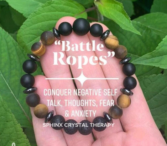 Anxiety Support - Aura Protection " Battle Ropes " - Strength & Courage - Tigers Eye Onyx - Quality Gemstones - Crystal Healing Bracelet