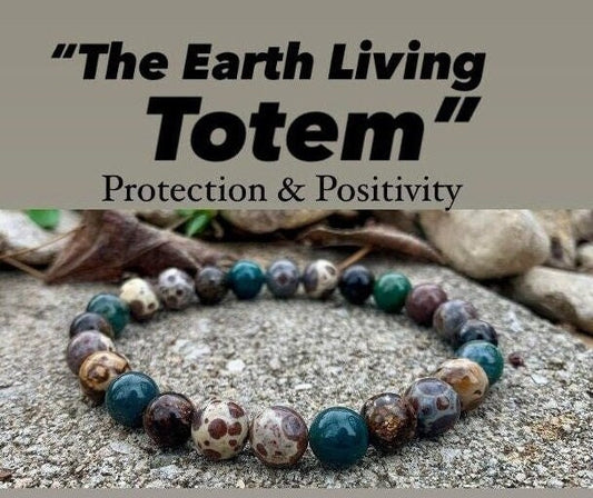 Positivity and Protection - Uplifting Energy " The Earth Living Totem " Astroid Jasper - Phlogopite - Moss Agate - Crystal Gemstone Bracelet