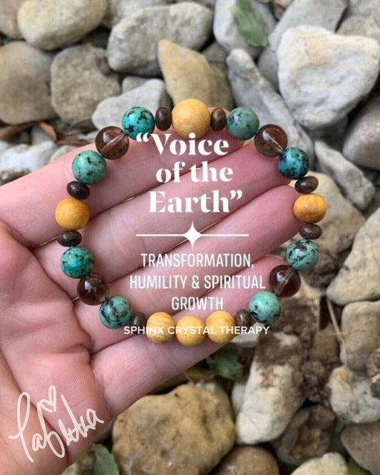 Earth Grounding & Transformation - Spiritual Growth " Voice Of The Earth " Palo Santo Wood - Mediation Crystal Healing Gemstone Bracelet