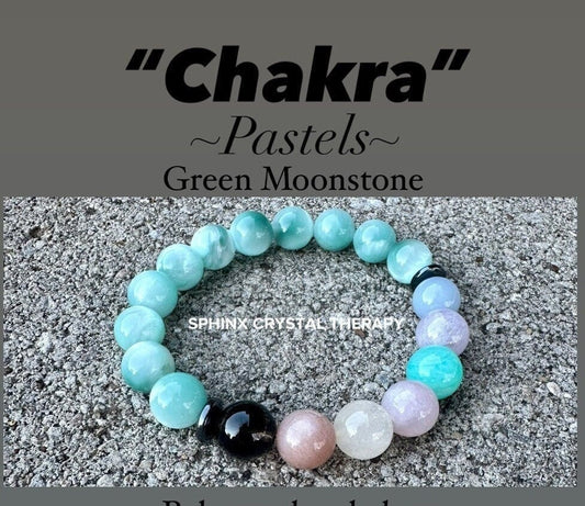 10mm RARE AAA Green Moonstone - Stress Relief & Anxiety Support - PASTEL Chakra Stones - Peaceful Energy - Crystal Healing Gemstone Bracelet