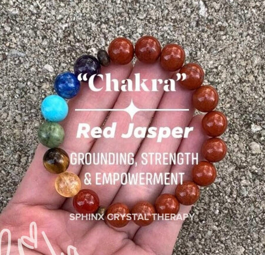 10MM Grounding Chakra Bracelet - Strength and Protection - Courage and Empowerment - Red Jasper & Bronzite - Crystal Healing Gemstones