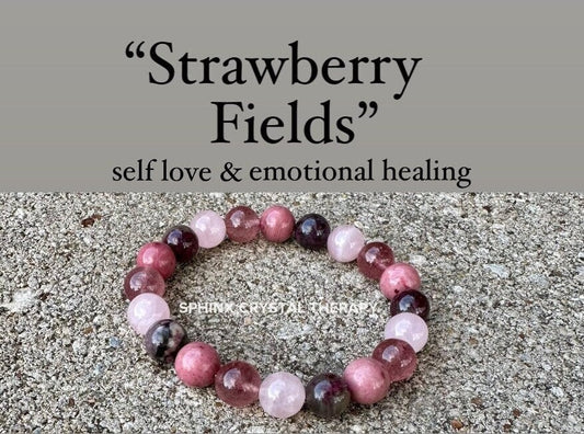 10mm Self Love & Emotional Healing - Depression - Sadness " Strawberry Fields " Strawberry Quartz - Eudialyte - Crystal Gemstone Bracelet