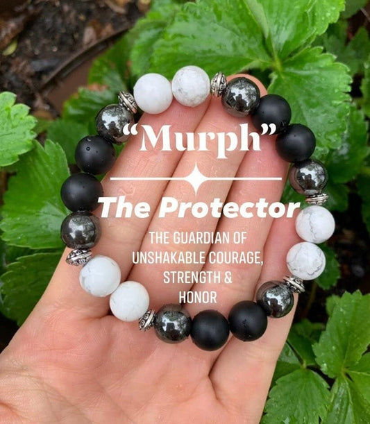 10MM Protection - Strength - Courage - Honor " Murph " Negativity Protector - Confidence - Inspiration - Military Hero Gemstone Bracelet