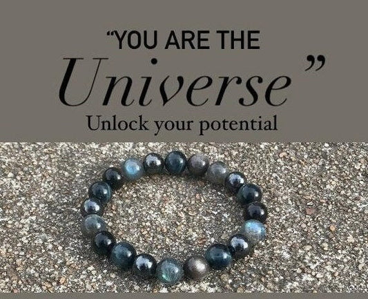 10MM Self Empowerment - Strength & Courage " You are the Universe " AAA Blue Tigers Eye - Labradorite - Obsidian Crystal Gemstone Bracelet
