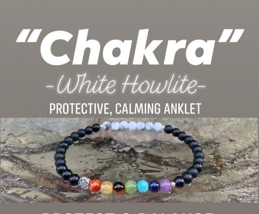 Chakra Balance - Protection Strength - Spiritual Intuition White Howlite - Crystal Therapy Holistic Healing REAL Gemstone Bracelet - Chakras