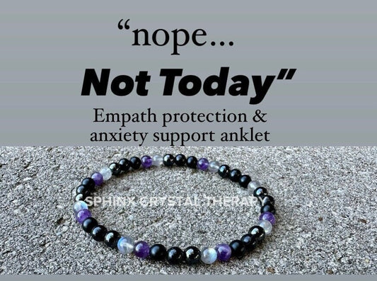 Empath Anklet - EMF Protection - Nope " Not Today " Anxiety & Stress - Shungite - Amethyst - Labradorite - Crystal Healing AAA Gemstones