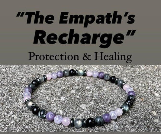 Empath Recovery Anklet " The Empath's Recharge " Emotional Support & Calming Crystals - Rose Quartz - Lepidolite - Amethyst - Tourmaline