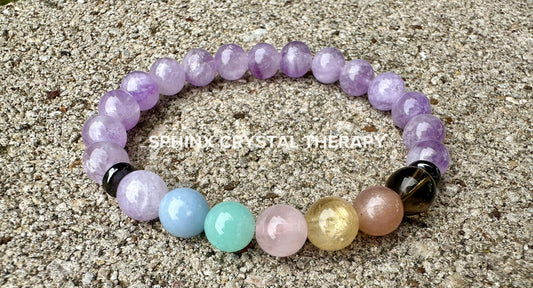8mm Auric Protection & Intuition - PASTEL Chakra Stones - AAA Lavender Amethyst  - High Vibration Stones - Crystal Healing Gemstone Bracelet
