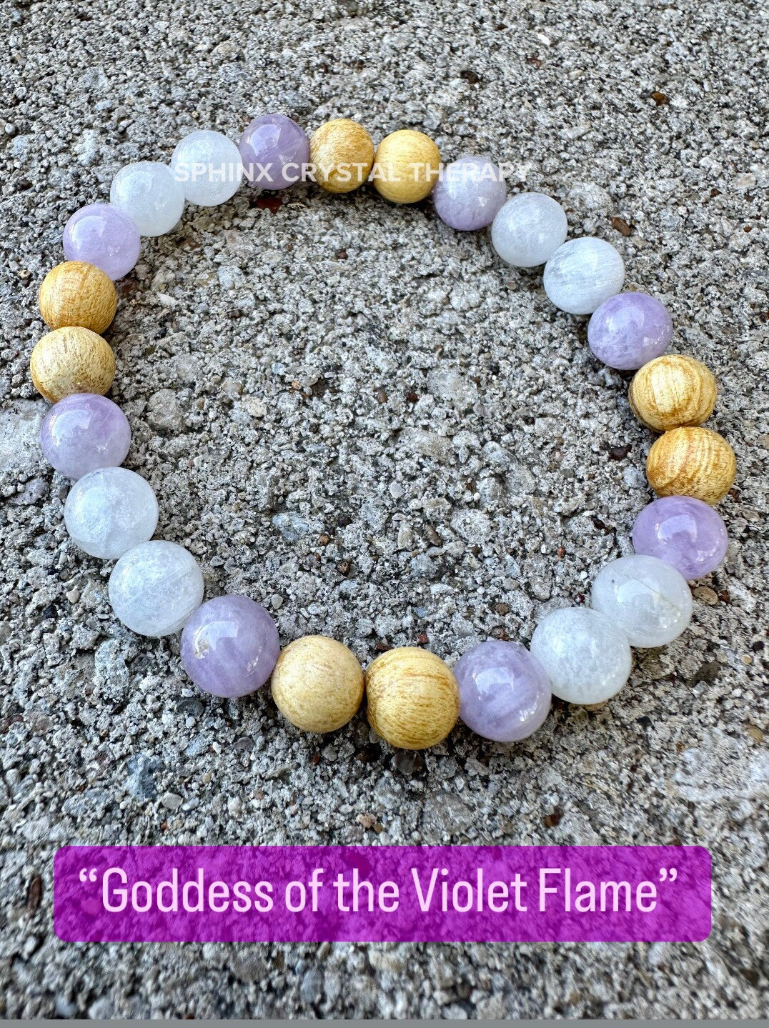 Aura Shield - IMPERFECT STONES " Goddess of The Violet Flame " Gifted Empath - Moonstone - Amethyst - Palo Santo DISCOUNTED Crystal Bracelet